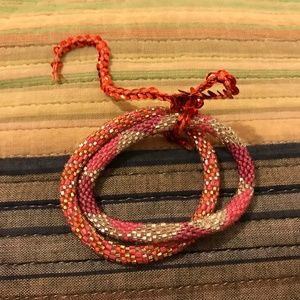 Girl's Beaded Pink Bracelet Duo